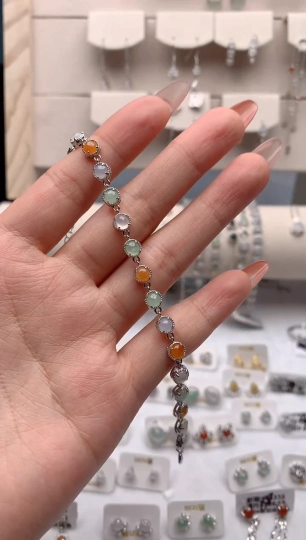 【闪购商品】翡翠手链银S925镶嵌3号