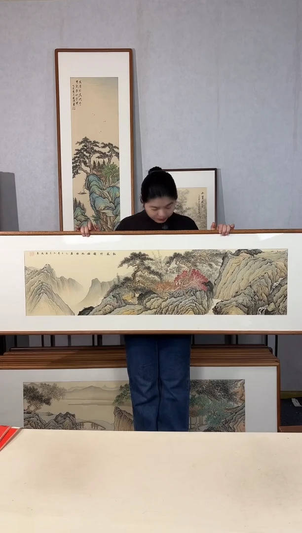 国画手绘*松风竹韵福地雅居*52*172cm带框发货