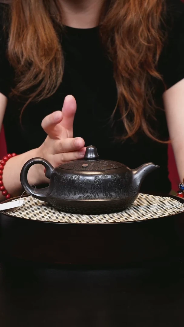 茶壶紫砂老紫泥曲壶的