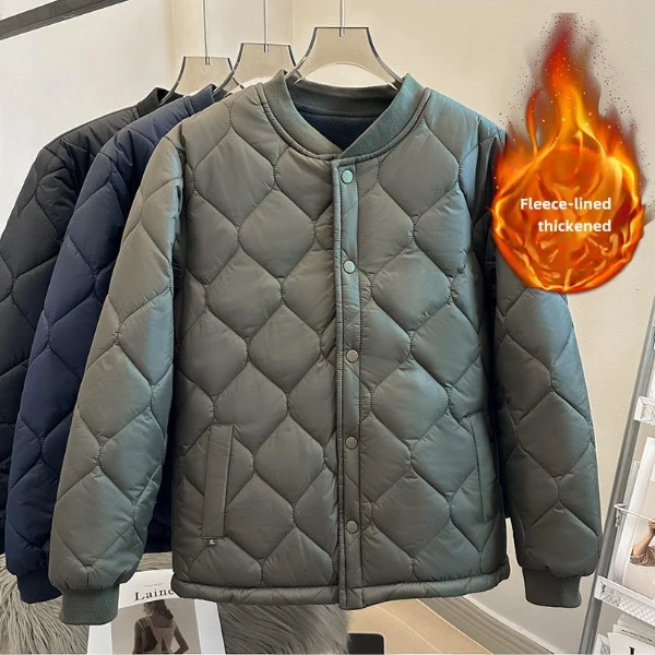 加绒衣男短款冬季加厚保暖内穿服宽松大码中老年爸爸袄