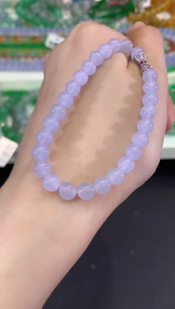 未镶嵌手串翡翠C69  紫货有色差