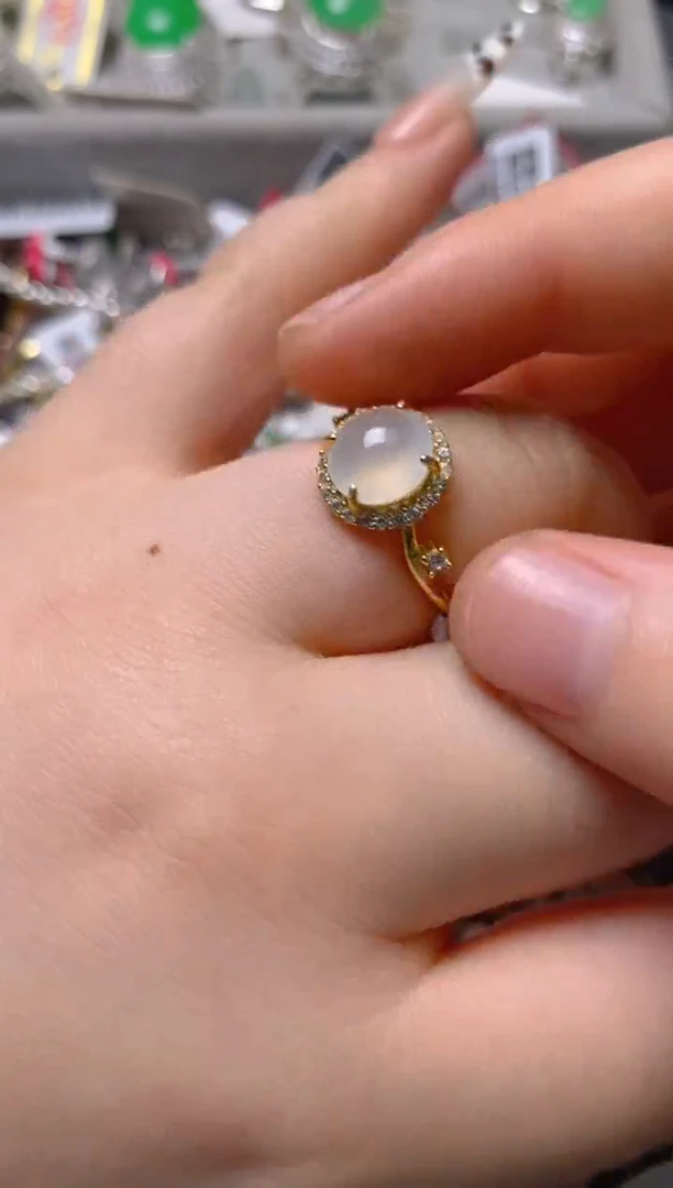 银S925镶嵌戒指翡翠百内无证书