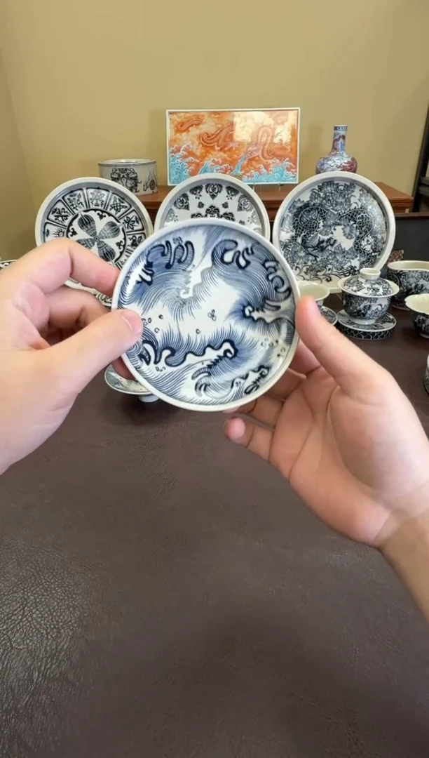 二号釉纯海浪纹杯垫