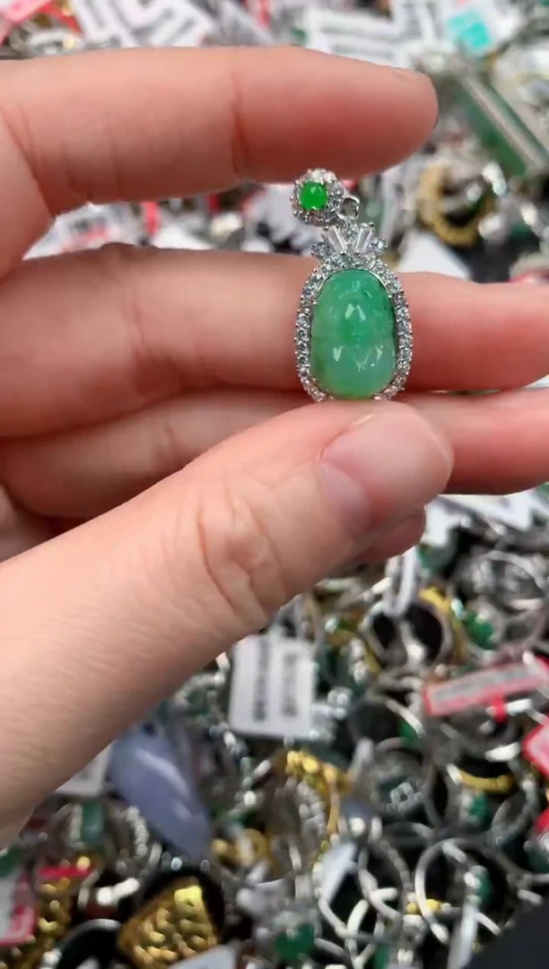 银S925镶嵌戒指翡翠1111---4