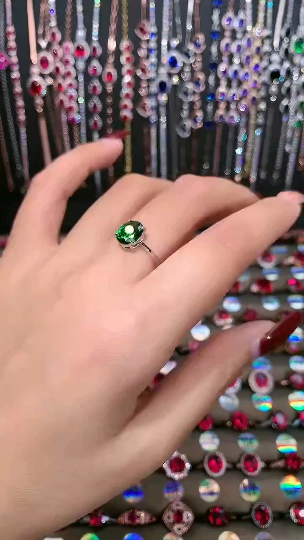 【闪购商品】透辉石戒指银S925镶嵌7.9银色