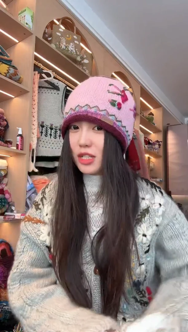 羊毛美利奴粉色新中式帽