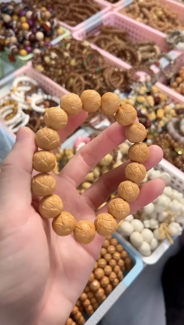 菩提根/象牙果手串猴头精雕莲花手串 15mm 全品