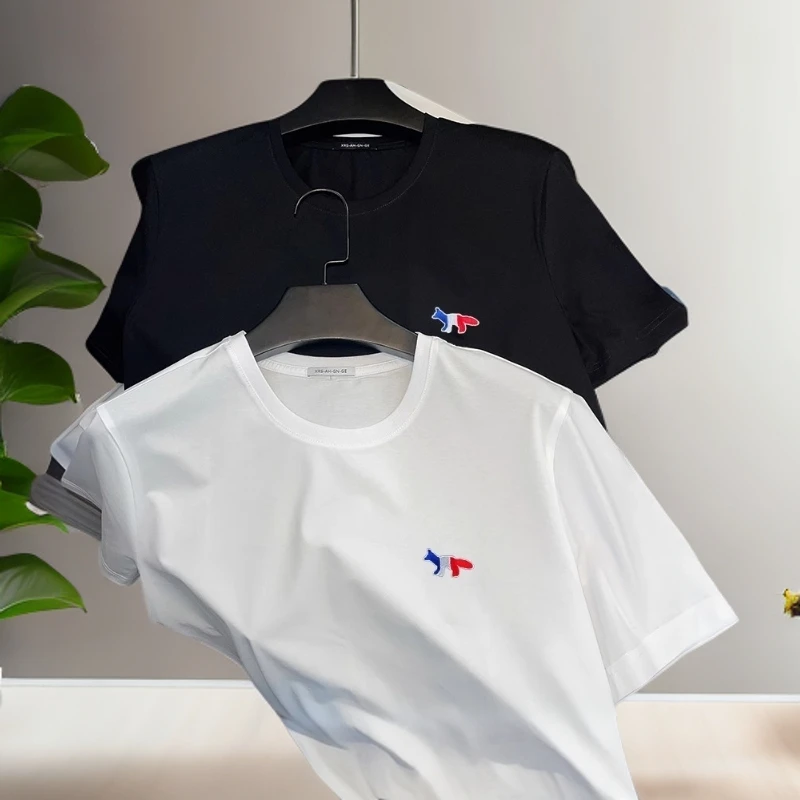 巴康波劳  欧货短袖T恤男潮牌轻奢狐狸刺绣男装上衣凉感半截袖薄T