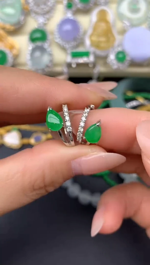 翡翠18K金镶嵌耳饰259-雪姐翡翠天天见