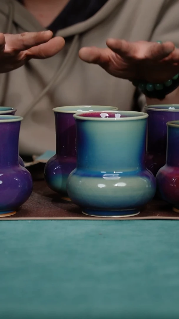 【闪购商品】56-13长颈渣斗（天青玫瑰紫）+瓷片