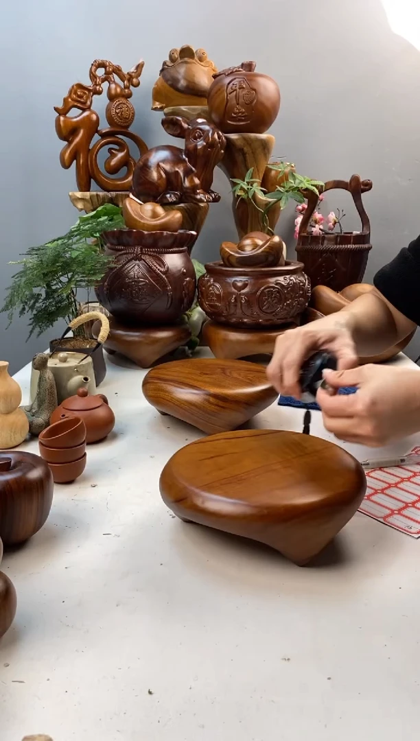 香樟木A42原木香樟木3足墩19/19/6