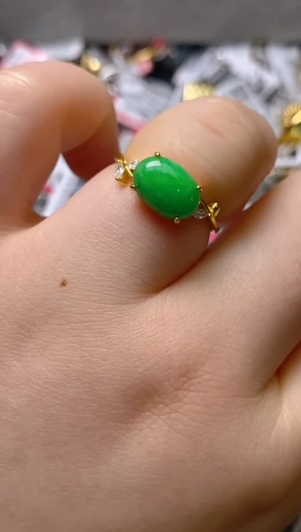 银S925镶嵌戒指翡翠百内无证书