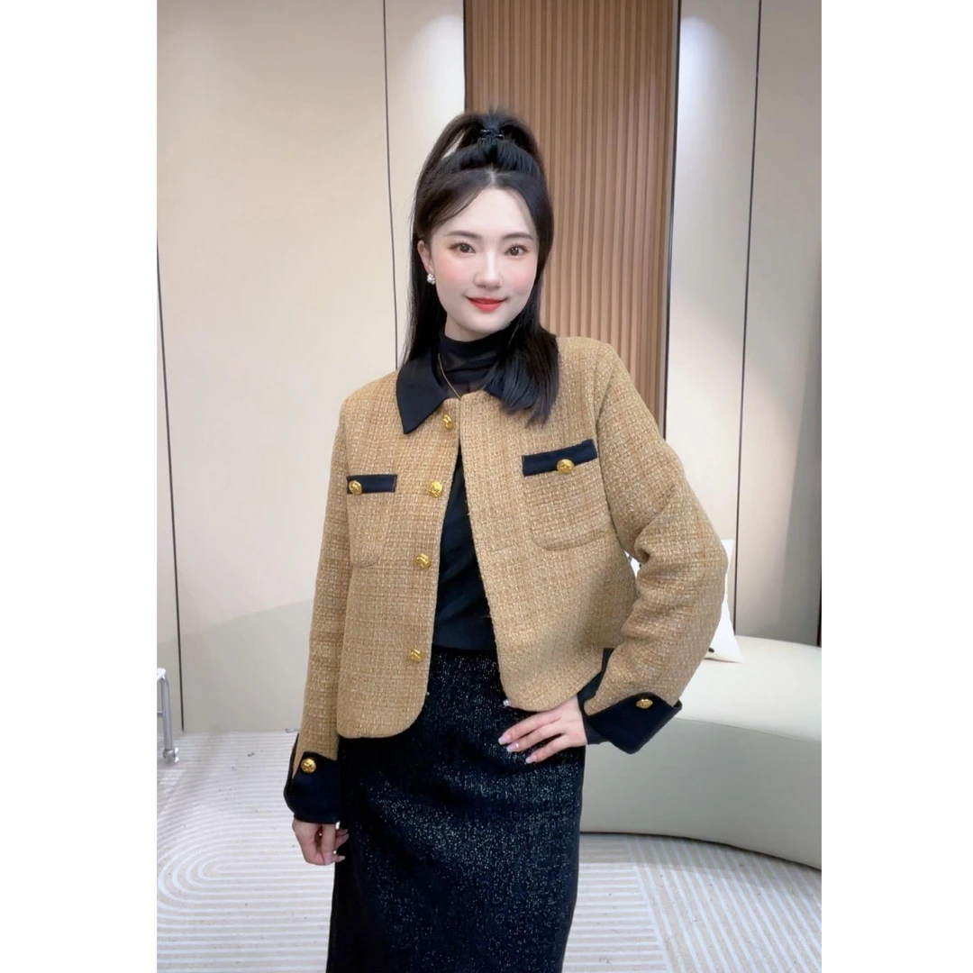 【现货＋运费险】法式加厚高级气质小个子绵羊毛上衣小香风显瘦外套