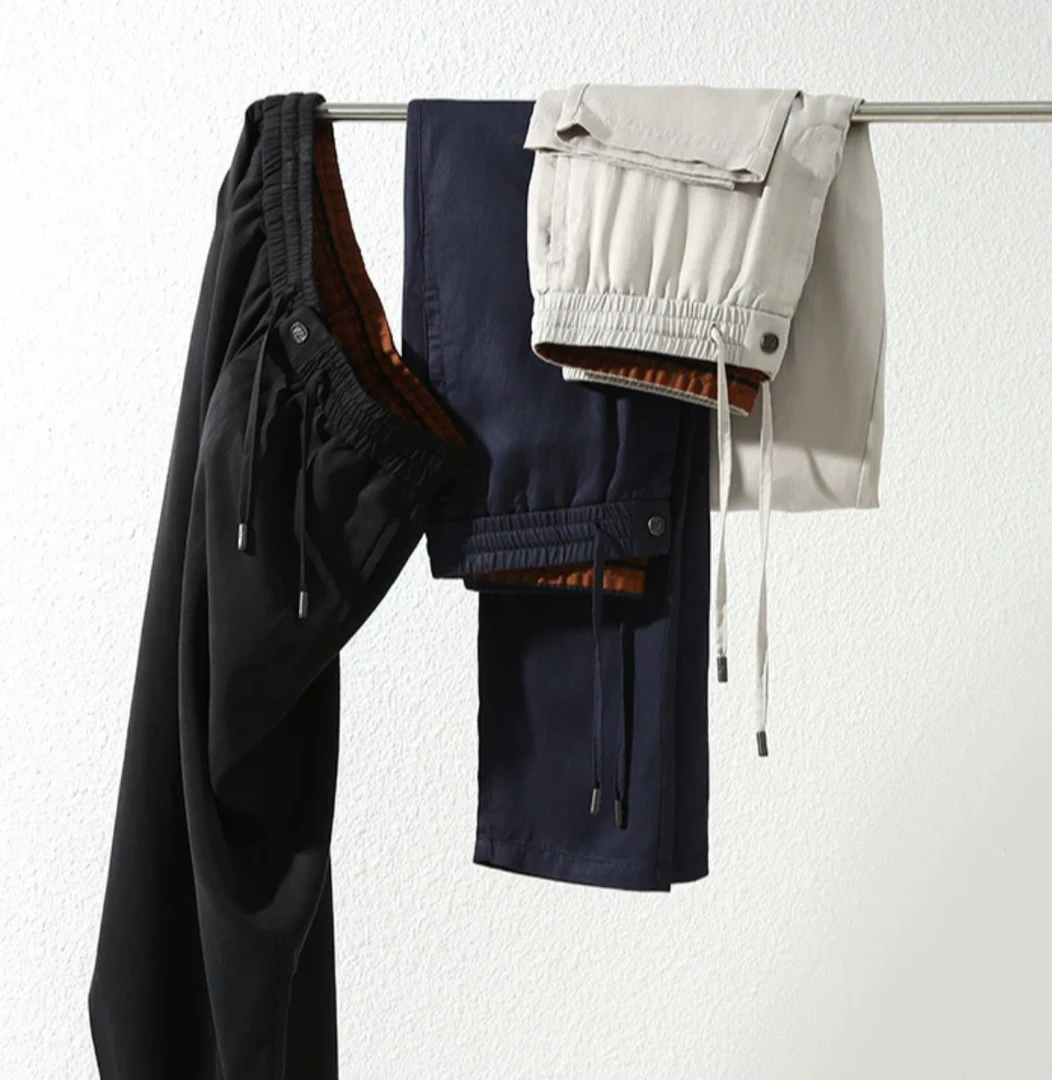 意式轻奢 天丝莱赛尔纤维春夏季男士透气简约百搭商务通勤休闲裤