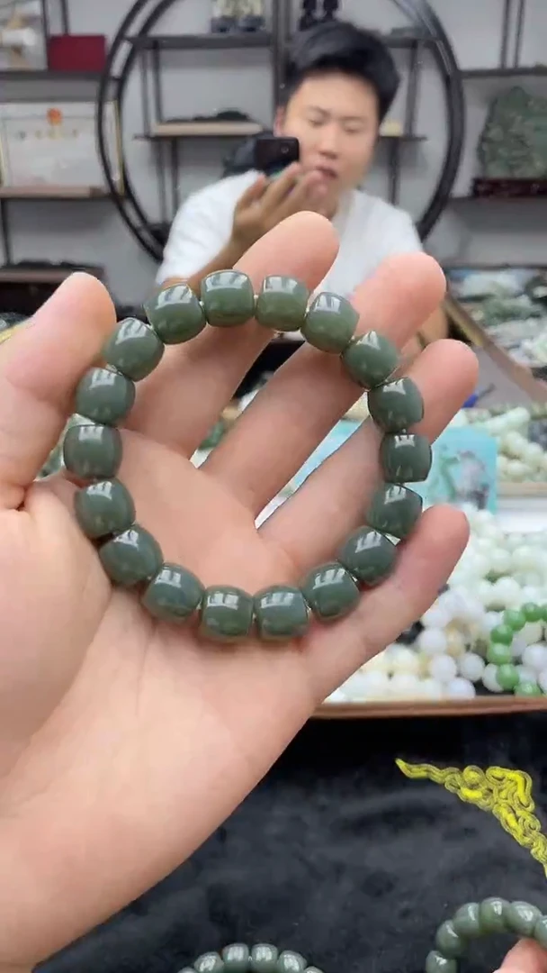手串未镶嵌和田玉纯天然新疆且末蓝12直切