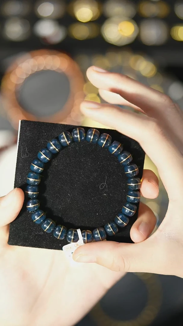 【闪购商品】琥珀裸石18K金镶嵌8mm多米天空蓝一线天单圈