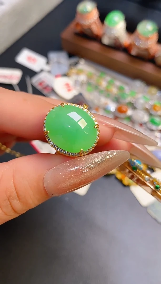 银S925镶嵌戒指翡翠天然