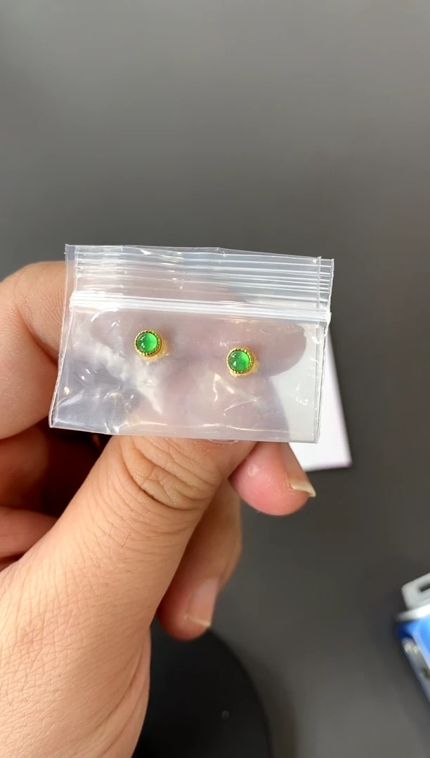 【闪购商品】翡翠耳饰银S925镀金镶嵌买断价 补