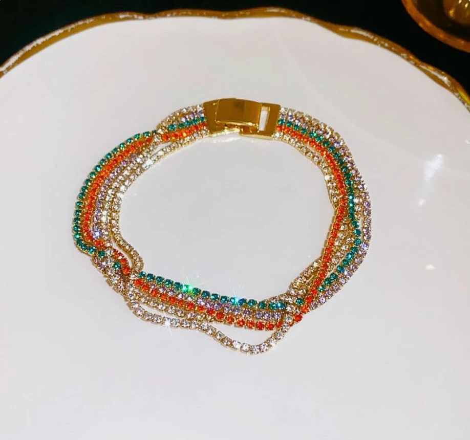 铜合金手链 彩虹假日多巴胺高定轻奢手链送轻奢爆闪戒指