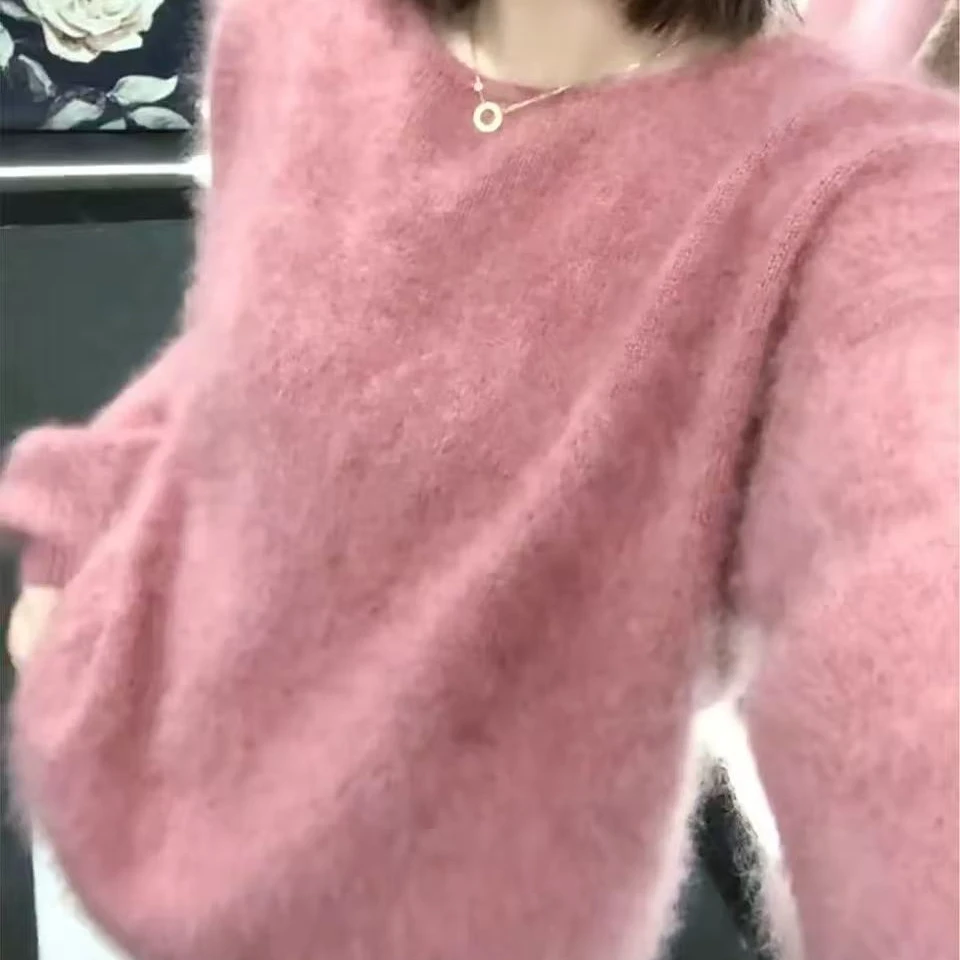 婷婷-（圣诞之星）大角羊拉绒100羊毛高货纽扣高领 宽松秋冬针织衫