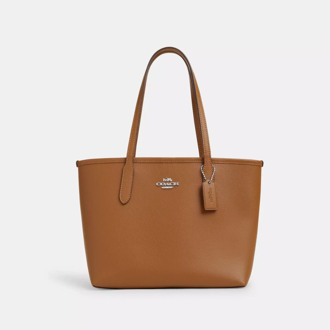COACH NEW YORK/蔻驰Small City棕色经典单肩手提托特包