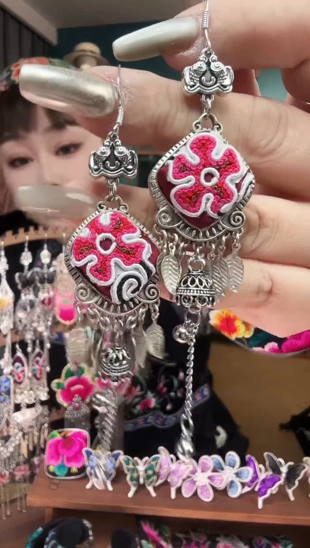 刺绣纯手工民族风刺绣耳环