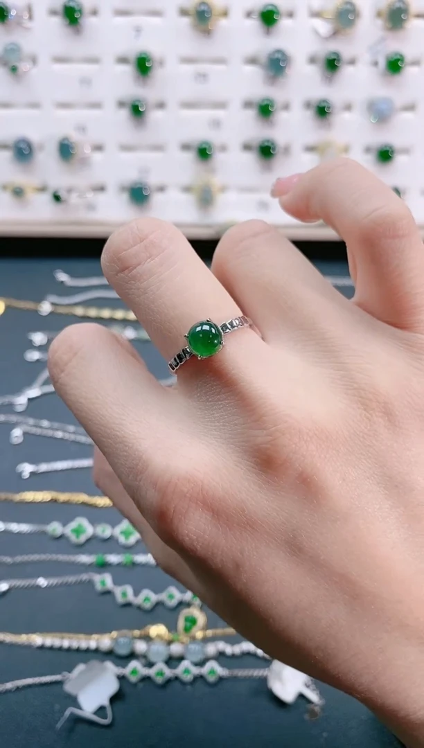 【闪购商品】翡翠戒指银S925镶嵌天然翡翠