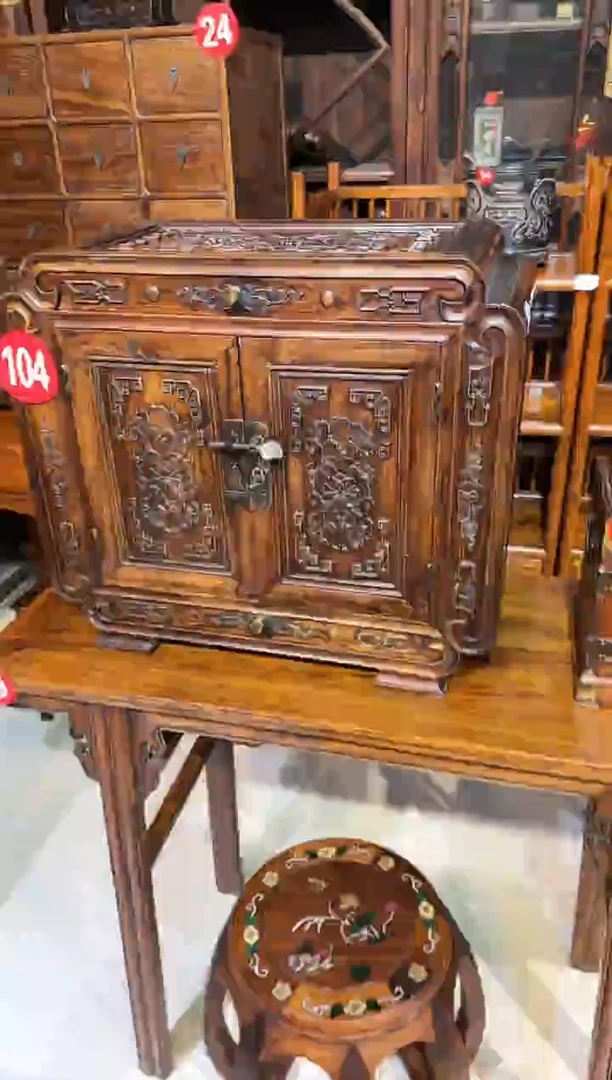 【闪购商品】木木艺黄花梨雕刻牡丹花开柜子2980.8888