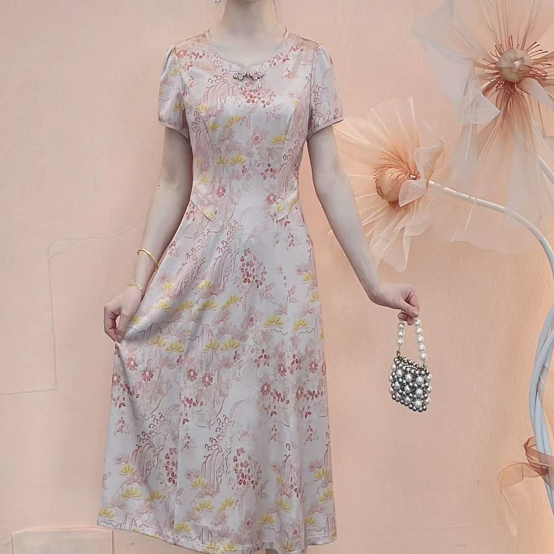 【典雅定制】夏季款新高贵修身优雅收腰显瘦国风高品质连衣裙