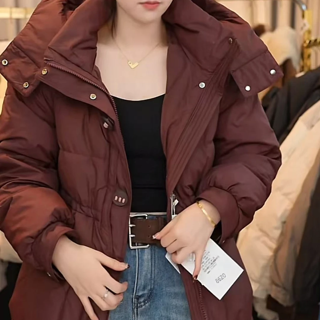 8620-1-DQ安可拉红连帽收腰中长款加厚外套 （80-140）