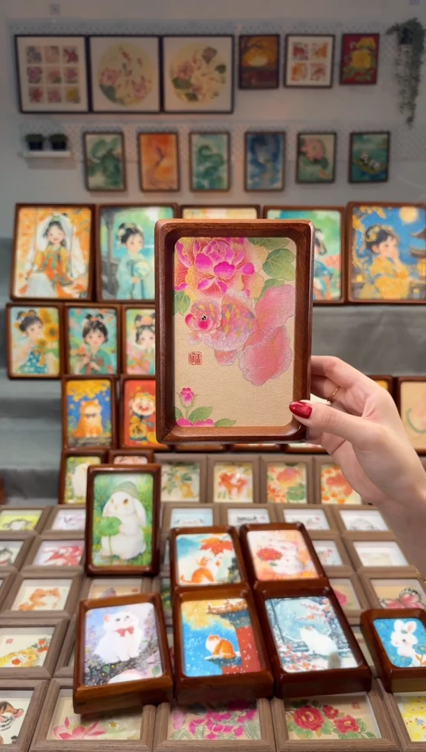 国画牡丹花小金鱼 手绘国画6