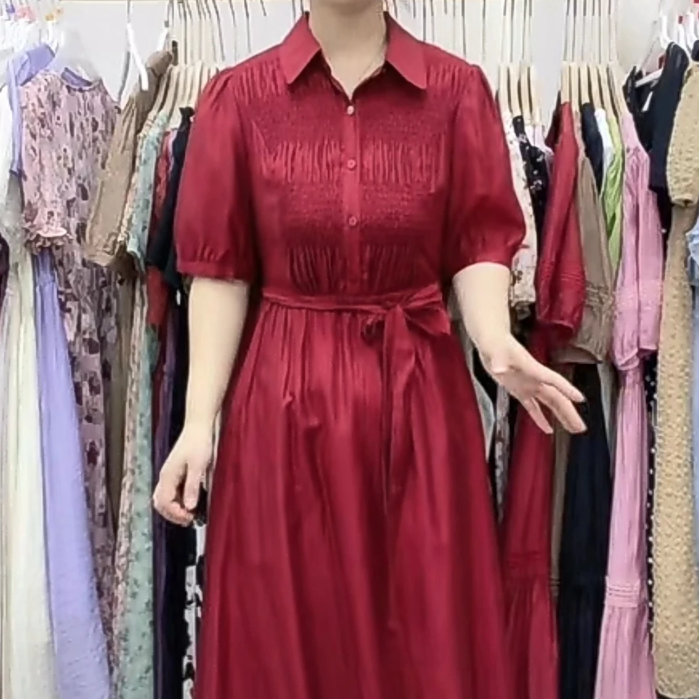 【YS1231】夏装新款收腰显瘦中长款时尚减龄连衣裙