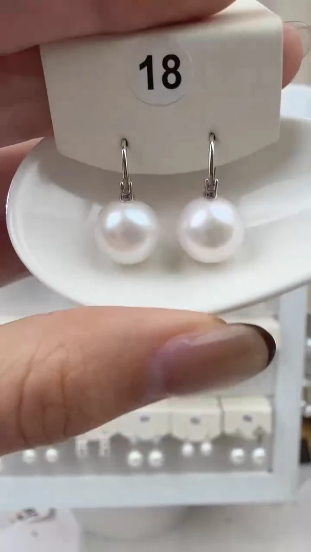 银S925镶嵌耳饰淡水珍珠11-12mm茶壶