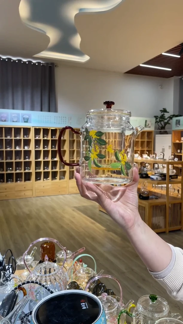 手工艺品玻璃遇器大神奇壶琥珀把桂花啊
