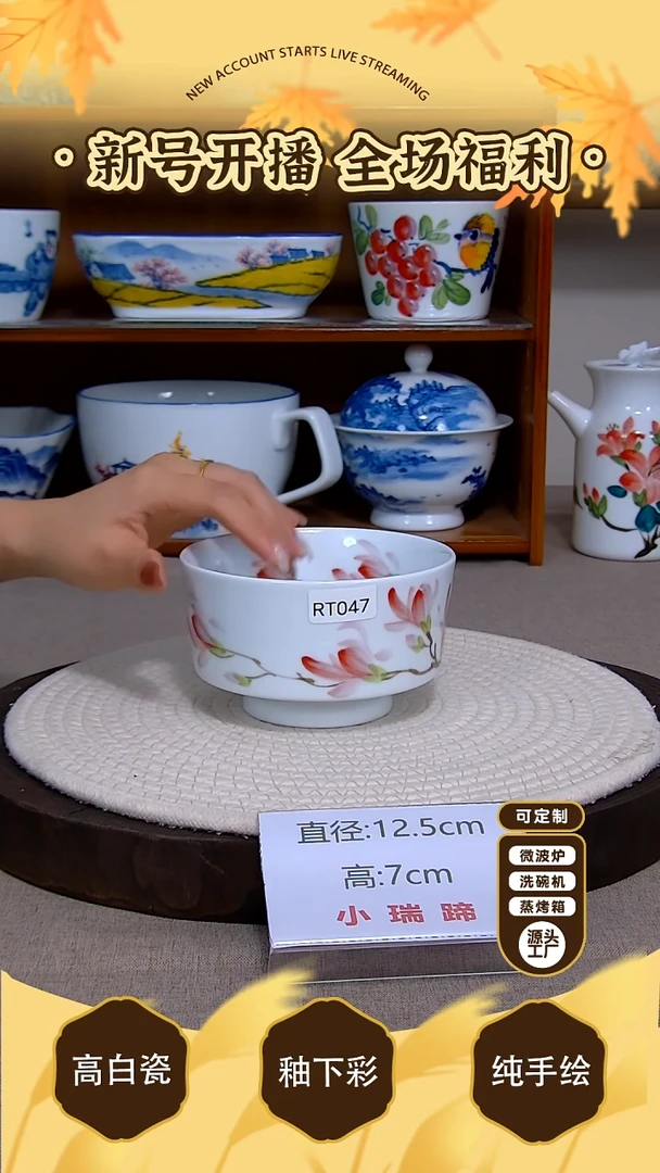 盘景德镇手绘釉下彩陶瓷餐具