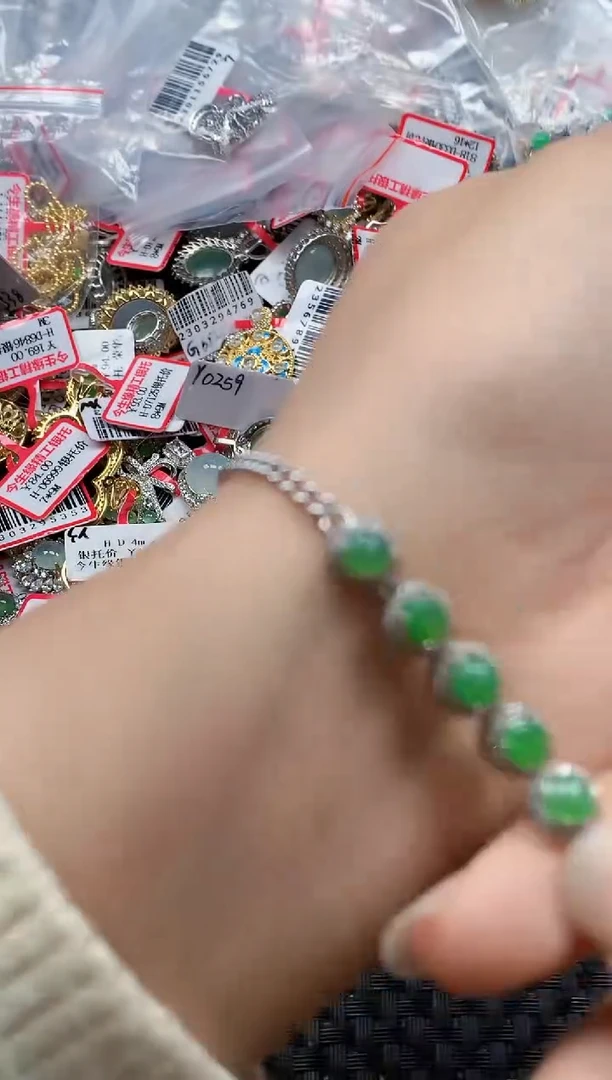 银S925镶嵌戒指翡翠天然A货缅甸翡翠