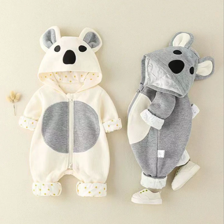 【羊5辰】春秋新款男女宝新生婴幼儿可爱洋气卡通连帽大白熊连体