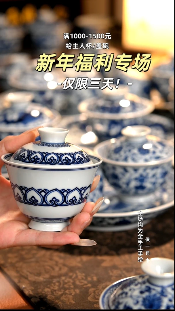景德镇全手工手绘柴窑茶器福利