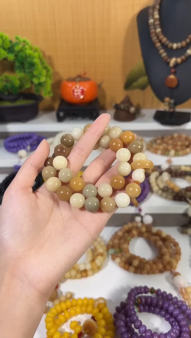 菩提根/象牙果手串卡12多宝圆双圈手持