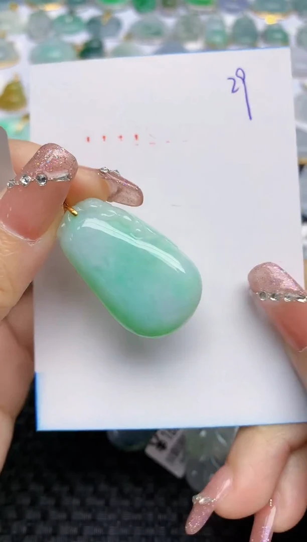 【闪购商品】翡翠挂件18K金镶嵌天然A货翡翠 29