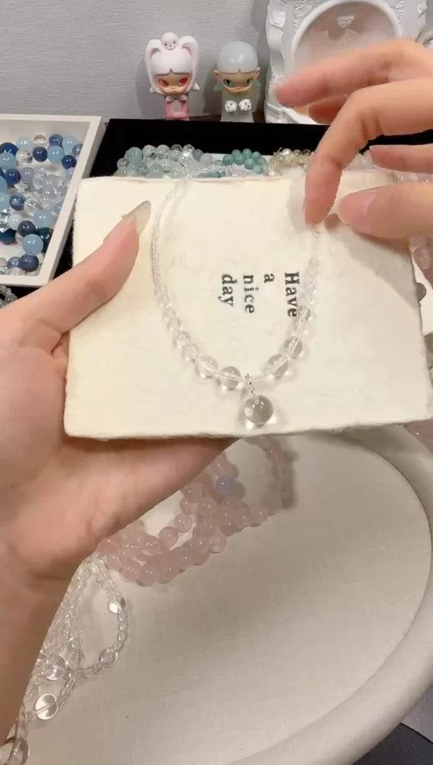 银S925镶嵌项链水晶白水晶项链