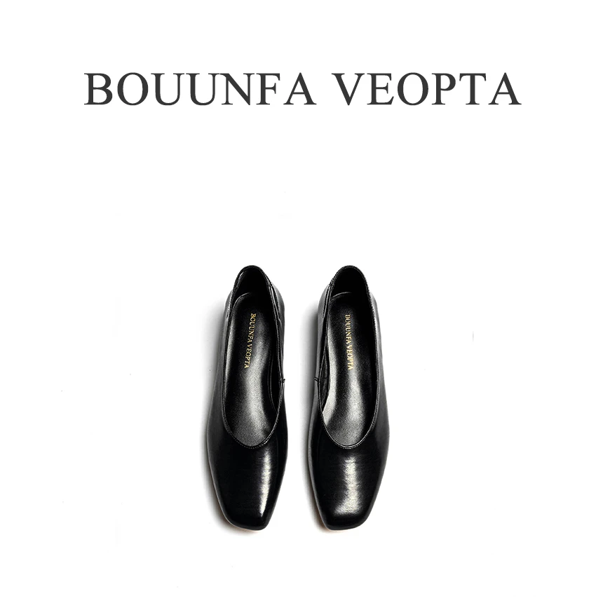 BOUUNFA VEOPTA【芯片】春秋玛丽珍单鞋胎牛皮钢琴烤漆底女鞋黑色