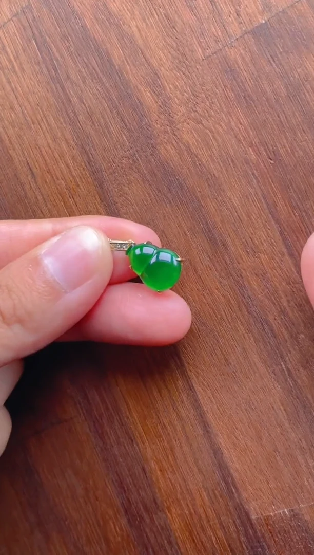 吊坠(不含链)银S925镶嵌翡翠大葫芦吊坠