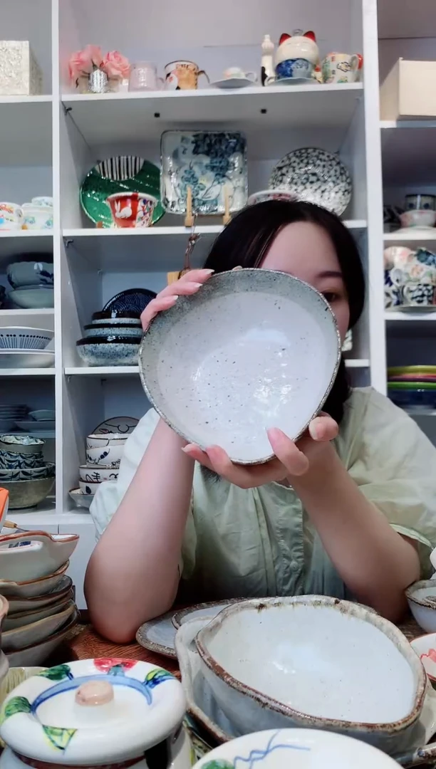 陶瓷粗陶粉引多用钵21cm
