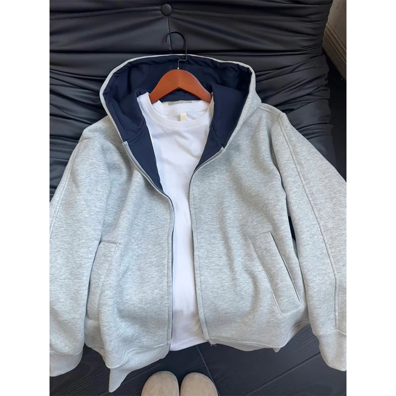 cleanfit重磅开衫卫衣男款连帽外套秋季高级感潮牌痞帅宽松新款