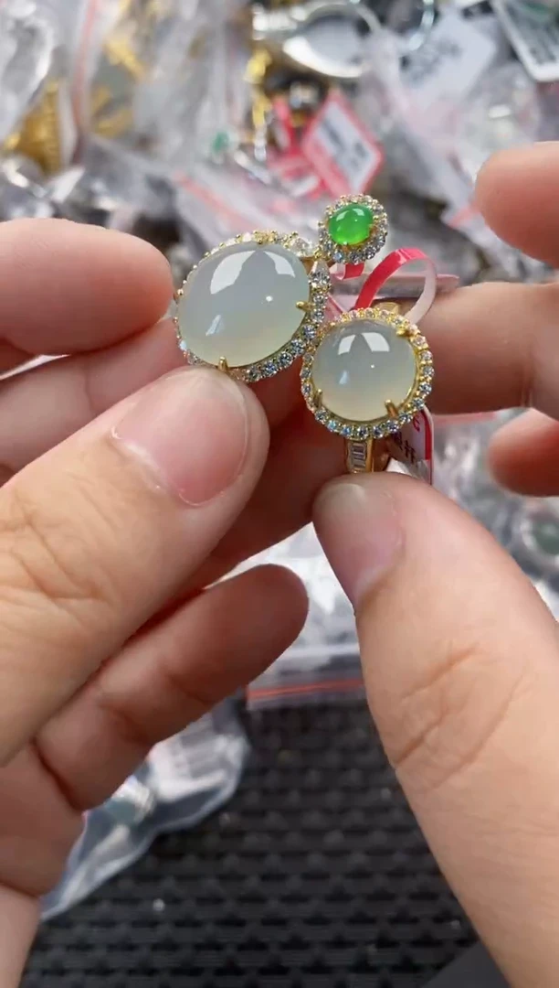 银S925镶嵌戒指翡翠222   9