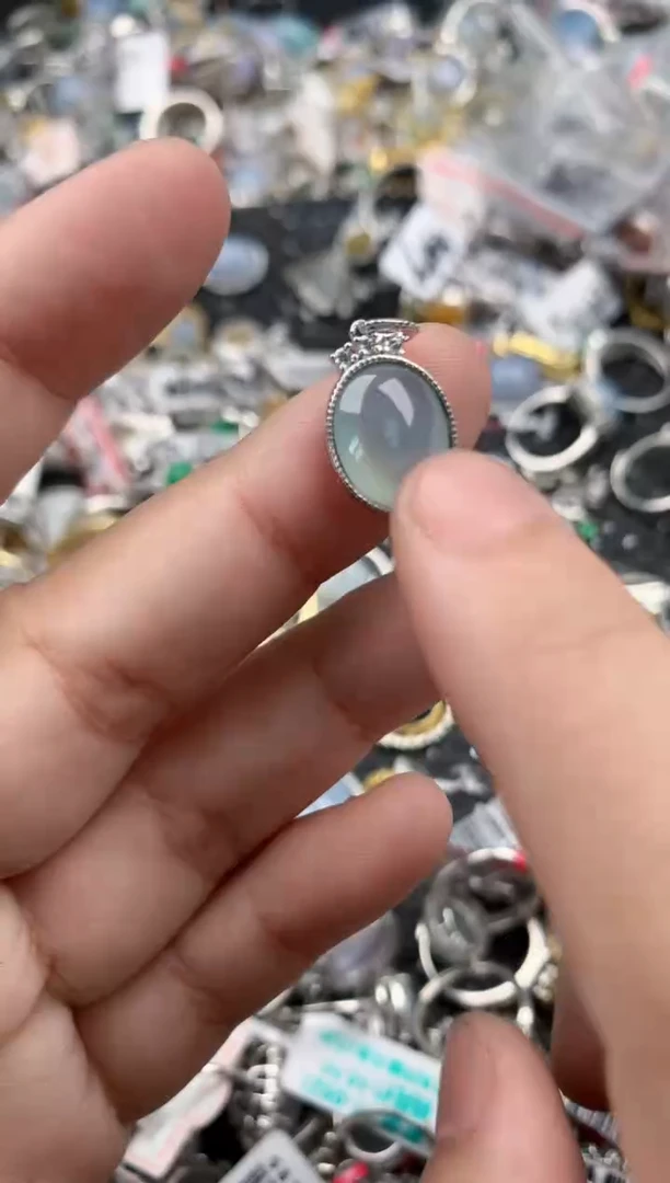 银S925镶嵌戒指翡翠1010    9