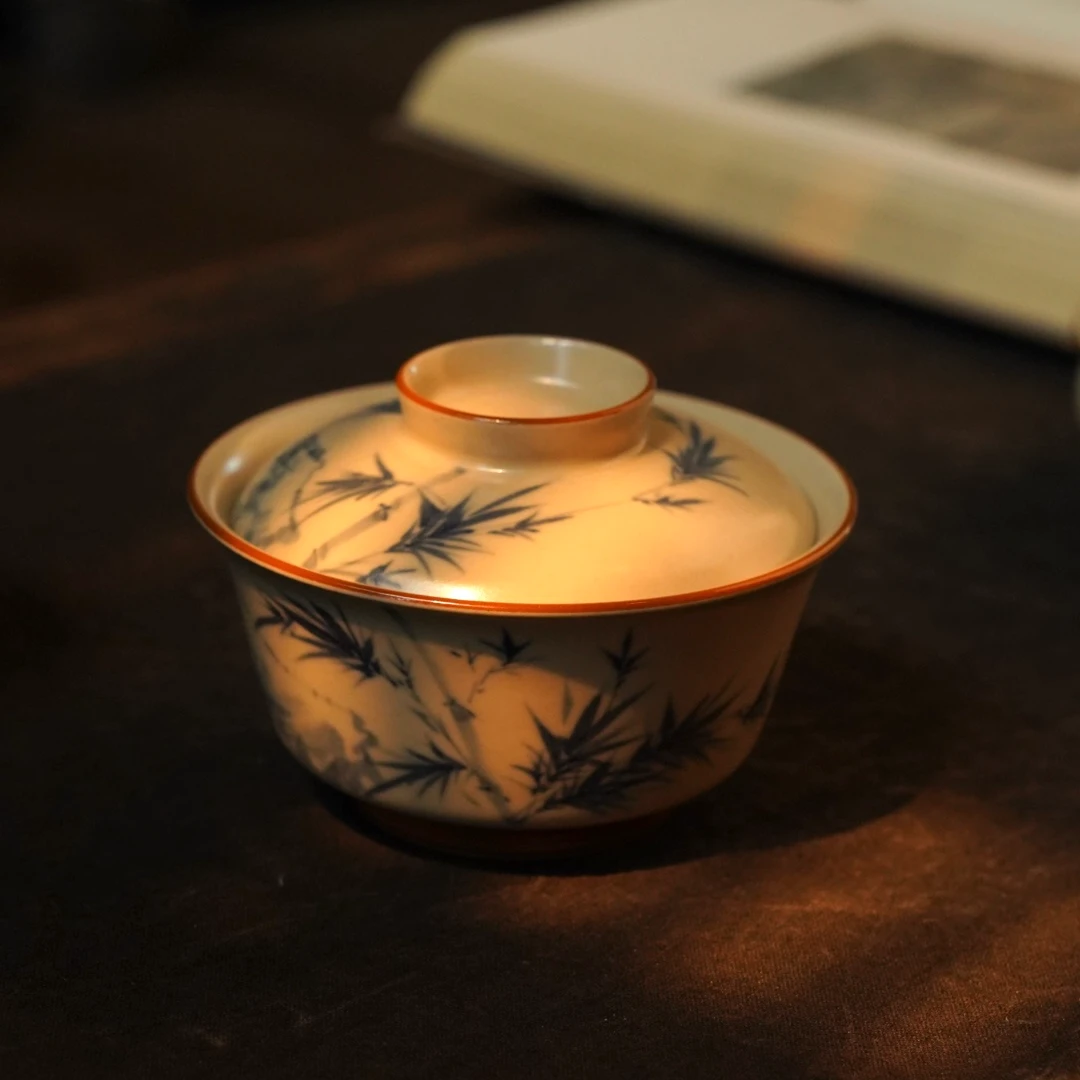 青花竹子盖碗120ml（ZX-0003）