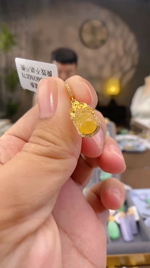 吊坠(不含链)18K金镶嵌翡翠貔貅