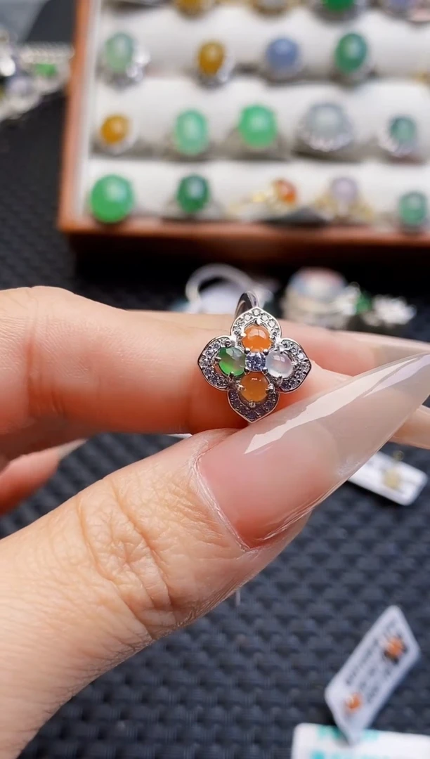 银S925镶嵌戒指翡翠5071